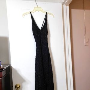 Black beaded formal gown